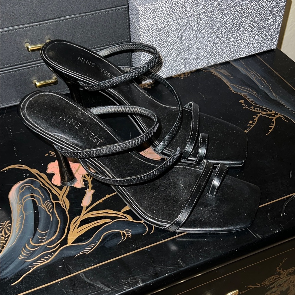 Nine West Black Strappy Heels